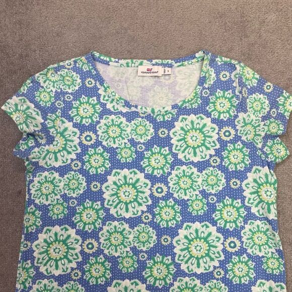 Vineyard Vines Womens Mandala Floral Short Sleeve Shift Dress Blue Green Small - Picture 2 of 5